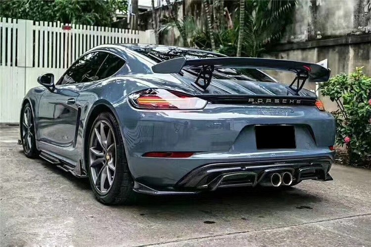 2017 - 2023 Porsche 718 Cayman & Boxster AM Style Carbon Fiber Rear Lip with Caps